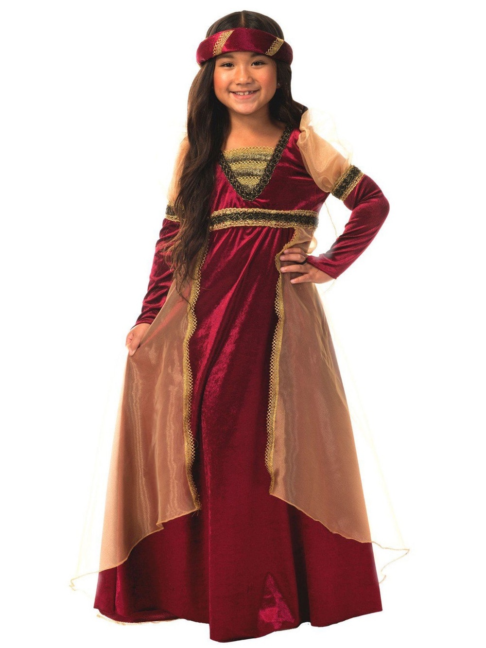 Charades Renaissance Girl Fair Maiden Costume Dress Headpiece Velvet Halloween M